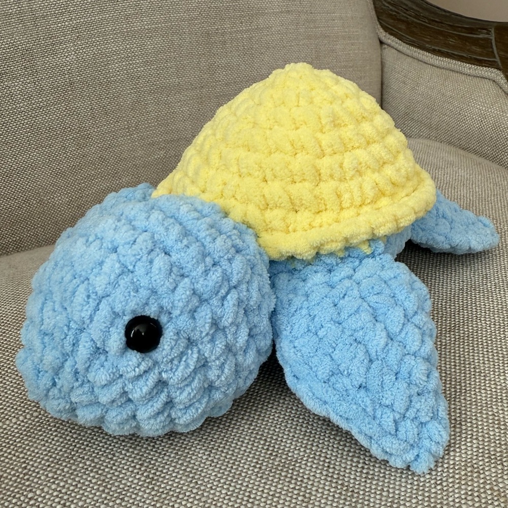 Blue and Yellow Plush Turtle Toy